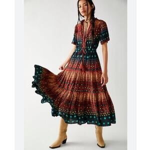 Free People Rare Feelings Maxi Dress Size S viscose C10